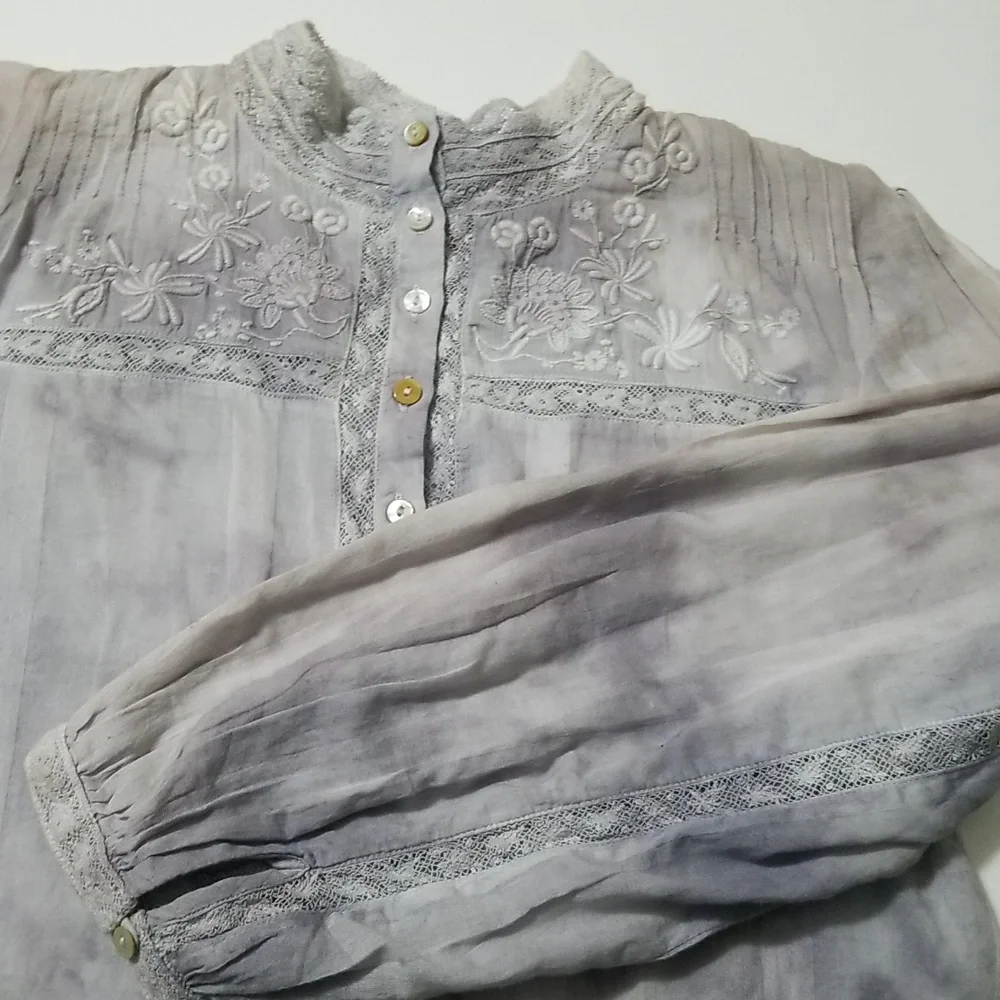 LoveShackFancy Ronda Top in Washed Denim sz xs NWT - Picture 7 of 12